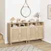 2PCS 36" Modern Rattan Sideboard Cabinet - 2-Door Storage Buffet with Shelf, Boho TV Stand & Coffee Bar for Dining Room, Kitchen & Entryway - 3 of 4