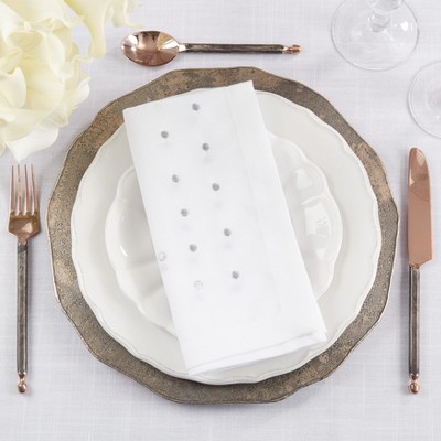 Silver Polka Dot Polyester Square Napkin Set