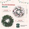 TackView 24" Christmas Wreath for Front Door, Artificial Christmas Wreath with Ornaments, Xmas Decor for Fireplace, Pink - 4 of 4