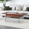 ChicFurnit Coffee Table Multifunctional Lift Top with Tempered Glass Legs for Modern Homes, Brown, 43.3"*23.6"*11.81" - 2 of 4