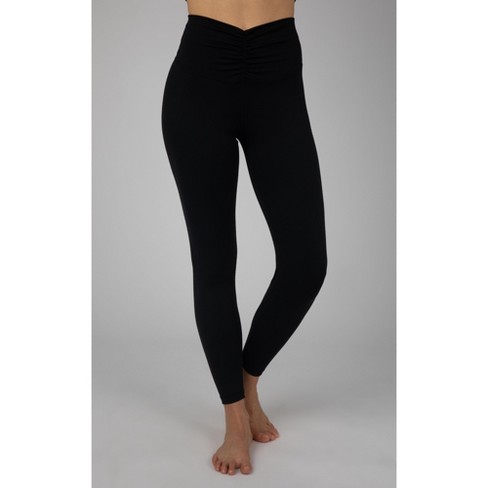 Yogalicious Womens Lux Ballerina Ruched Ankle Legging - Black