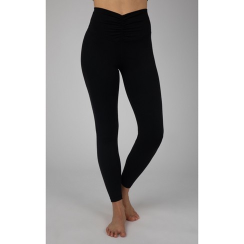 Yogalicious Womens Lux Ballerina Ruched Ankle Legging - Black - X