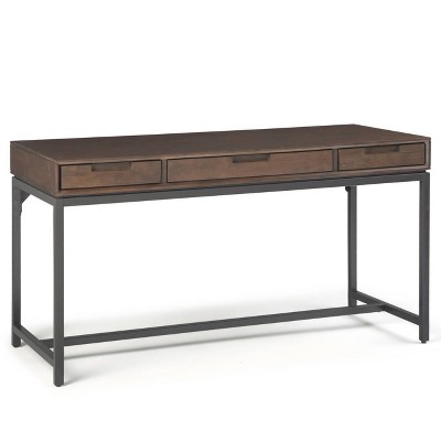 Devlin Mid-Century Solid Wood Writing Desk with Drawers Walnut Brown - WyndenHall