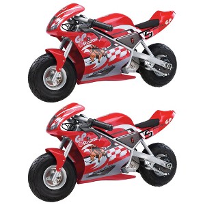 Razor 24 Volt Mini Electric Bike 1 Speed Dirt Racing Motorcycle Pocket Rocket with 10” Pneumatic Tires, Speeds up to 15 MPH, Ages 13 Plus, 2 Pack, Red - 1 of 4