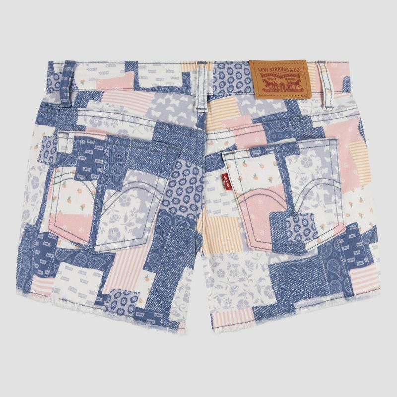 Levi&#39;s® Girls&#39; Fray Printed Patchwork Shorts - Blue, 2 of 6