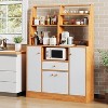 Wood Sideboard Buffet Cabinet, Large Cupboard Cabinet with Storage, Freestanding Kitchen Pantry Cabinets with Drawers, Adjustable Shelf & Storage Rack - 4 of 4