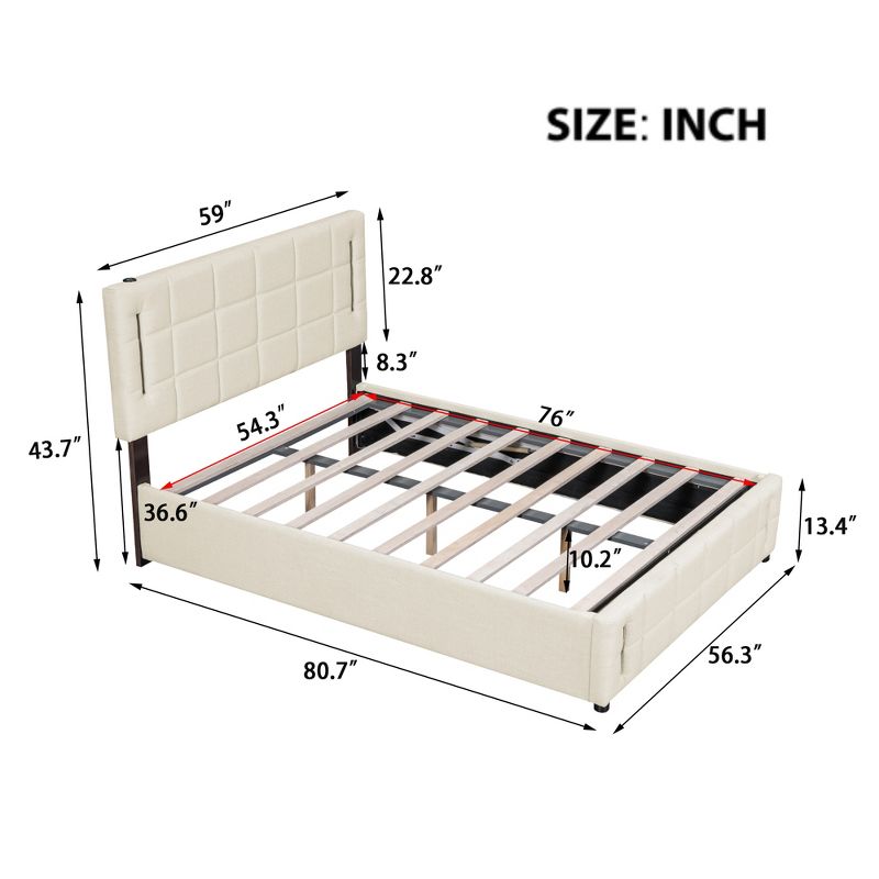Full/Queen Size Upholstered Bed with Hydraulic Storage System and LED Light - ModernLuxe, 3 of 13