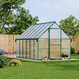8 ft X12 ft Aluminum Heavy Duty Polycarbonate Green House with Quick Setup Structure and Roof Vent, Large Enhanced Outdoors Green House Kit - 1 of 4