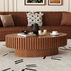 NicBex Modern Oval Handcrafted Relief Coffee Table for Living Room,Wooden Tea Table with Sturdy Pedestal,Accent Center Table - 4 of 4