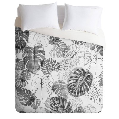 Queen/Full Schatzi Brown Kona Tropic Duvet Set Black/White - Deny Designs