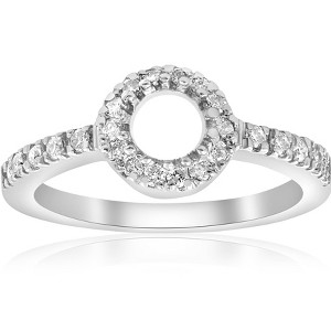 Pompeii3 1/3ct Pave Halo 14K White Gold Diamond Engagement Setting Mount - 1 of 4