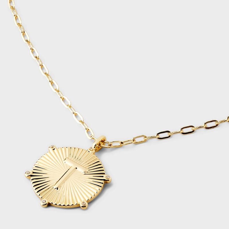14K Gold Dipped Diamond Ray Disc Initial Pendant Necklace - A New Day™ Gold, 5 of 8