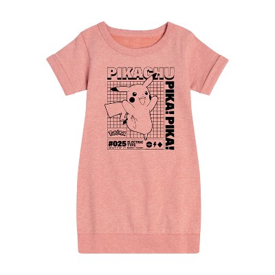 Girls' - Pokémon - Pikachu Info Chart Graphic Short Sleeve Fleece Dress