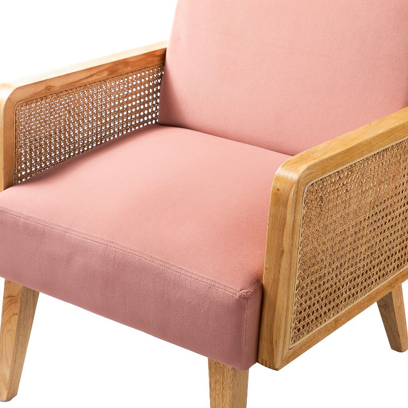 Chloé Cane Accent Chair with Rattan Armrest Upholstered Living Room Arm Chair Set of 2 | Karat Home, 5 of 10