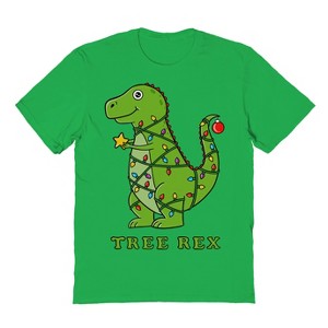 Rerun Island Men's Dinosaur Christmas Short Sleeve Graphic Cotton T-Shirt - 1 of 1