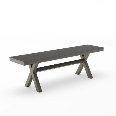 Modern Outdoor Dining Table for 6, Patio Table with Sturdy X-Legs, Durable HDPS & Aluminum, Weather Resistant, 3-Year Warranty, Dark Gray