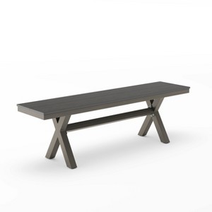 Modern Outdoor Dining Table for 6, Patio Table with Sturdy X-Legs, Durable HDPS & Aluminum, Weather Resistant, 3-Year Warranty, Dark Gray - 1 of 4