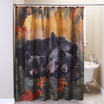 Lakeside Cozy Bears Shower Curtain - Decorative Bath Accessory with Animal Theme