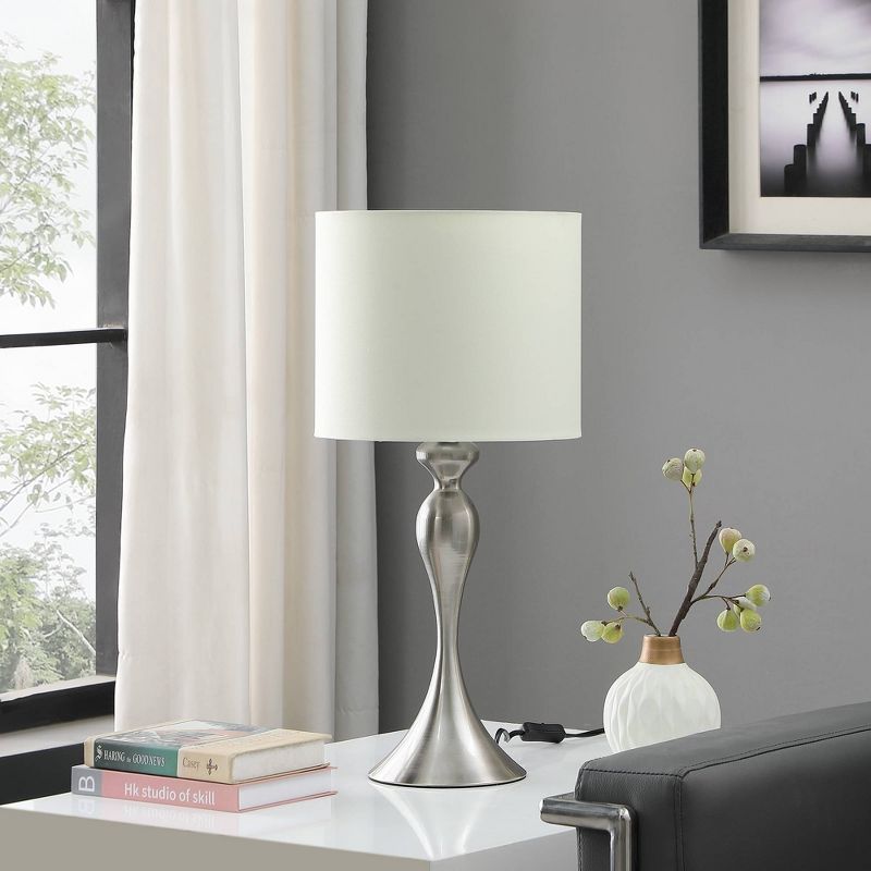 24.5&#34; Bailey Chrome Modern Candlestick Metal Table Lamp Silver - Ore International, 4 of 5