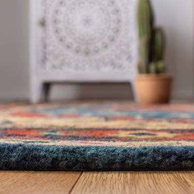 Heritage Blue and Red Hand-Tufted Wool Area Rug 4' x 6'