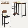 Bar Table Set for 2 with Footrest, Kitchen Dining Table with 2 Upholstered Chairs, Small Space Counter Height Barstools for Counter Bar, Sturdy and Durable, Easy to Assemble - 3 of 4