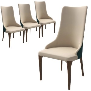LeisureMod Elm Upholstered Dining Chair – High Back Side Chair with Ash Wood Legs and Curved Backrest for Kitchen and Dining Room Set of 4 - 1 of 4