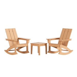 WestinTrends 3 Piece Set Outdoor Modern Rocking Chairs with Square Side Table - 1 of 4