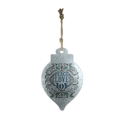 Ganz 20" Silver and Blue 'Peace Love Joy' Finial Christmas Wall Hanging Ornament