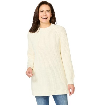 Woman Within Plus Size Shaker Crewneck Pullover