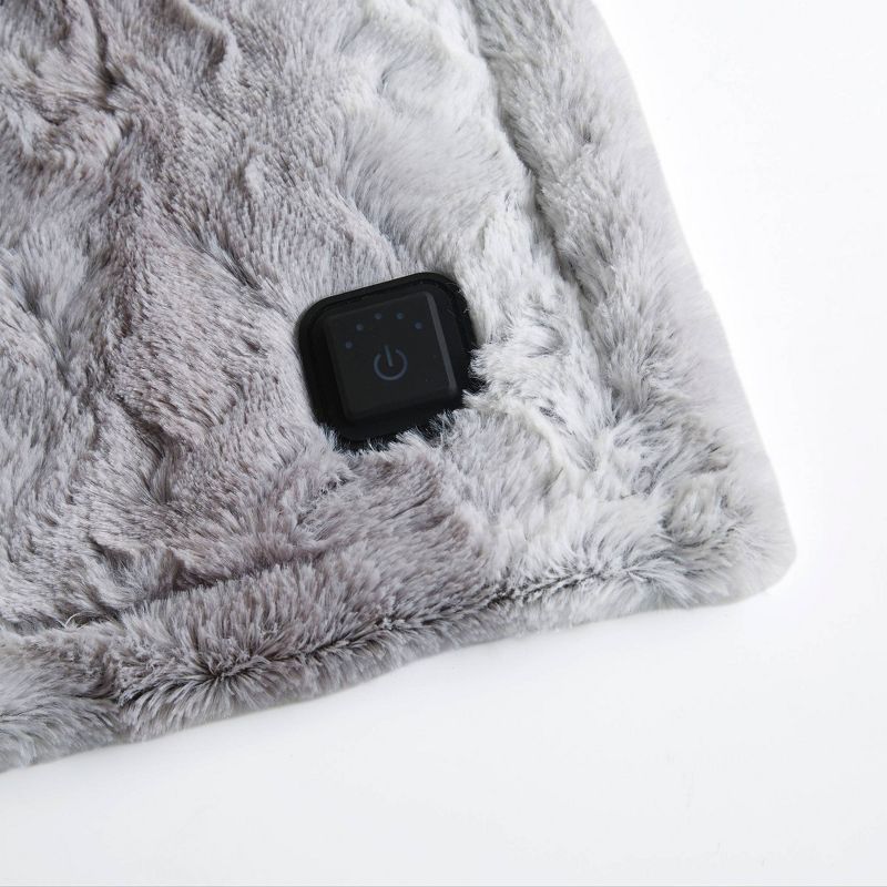 50"x64" Marselle Faux Fur Electric Heated Wrap with Built In Controller, 3 of 12