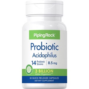 Piping Rock Probiotic Acidophilus | 14 Strains 3 Billion Organisms | 60 Capsules - 1 of 1