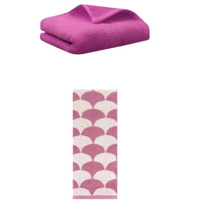 REGALWOVEN Geometric Absorbent Soft Bathroom Cotton Hand Towels 13" x 30"/13" x 29" 2 Packs