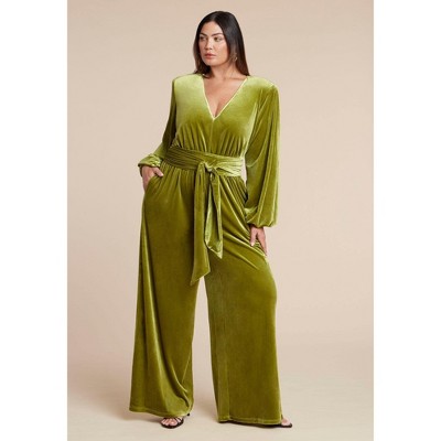 ELOQUII Velvet Wide Leg Jumpsuit