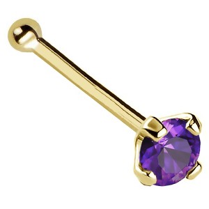 Jewelry Avalanche 22G 14K Gold Ball-end Nose Stud with Amethyst Gemstone - 1 of 2