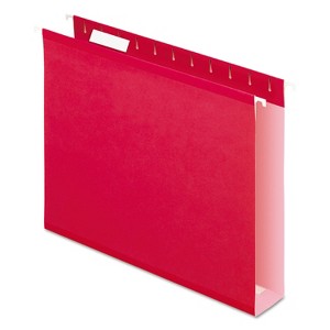 Pendaflex Reinforced 2" Extra Capacity Hanging Folders 1/5 Tab Letter Red 25/Box 4152X2RED - 1 of 4