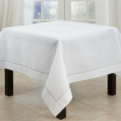 SARO LIFESTYLE Fish Design Tablecloth - 70x70 Inch Navy Blue Polyester Table Cover - View #3