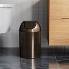 LunaLulinlk 2.5 gal Mezzo Plastic Swing Top Lid Bathroom Trash Can, Bronze - 2 of 4