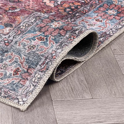 Vintage Multi-Color Flat Woven Washable Area Rug, 5' x 7'