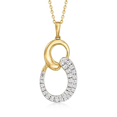Ross-Simons 0.33 ct. t.w. Pave Diamond Swirl Pendant Necklace in 18kt Yellow Gold