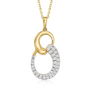 Ross-Simons 0.33 ct. t.w. Pave Diamond Swirl Pendant Necklace in 18kt Yellow Gold - 1 of 3