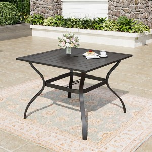 Captiva Designs 1pc Outdoor Patio Dining Steel Frame Table with Umbrella Hole for 4 - 1 of 4
