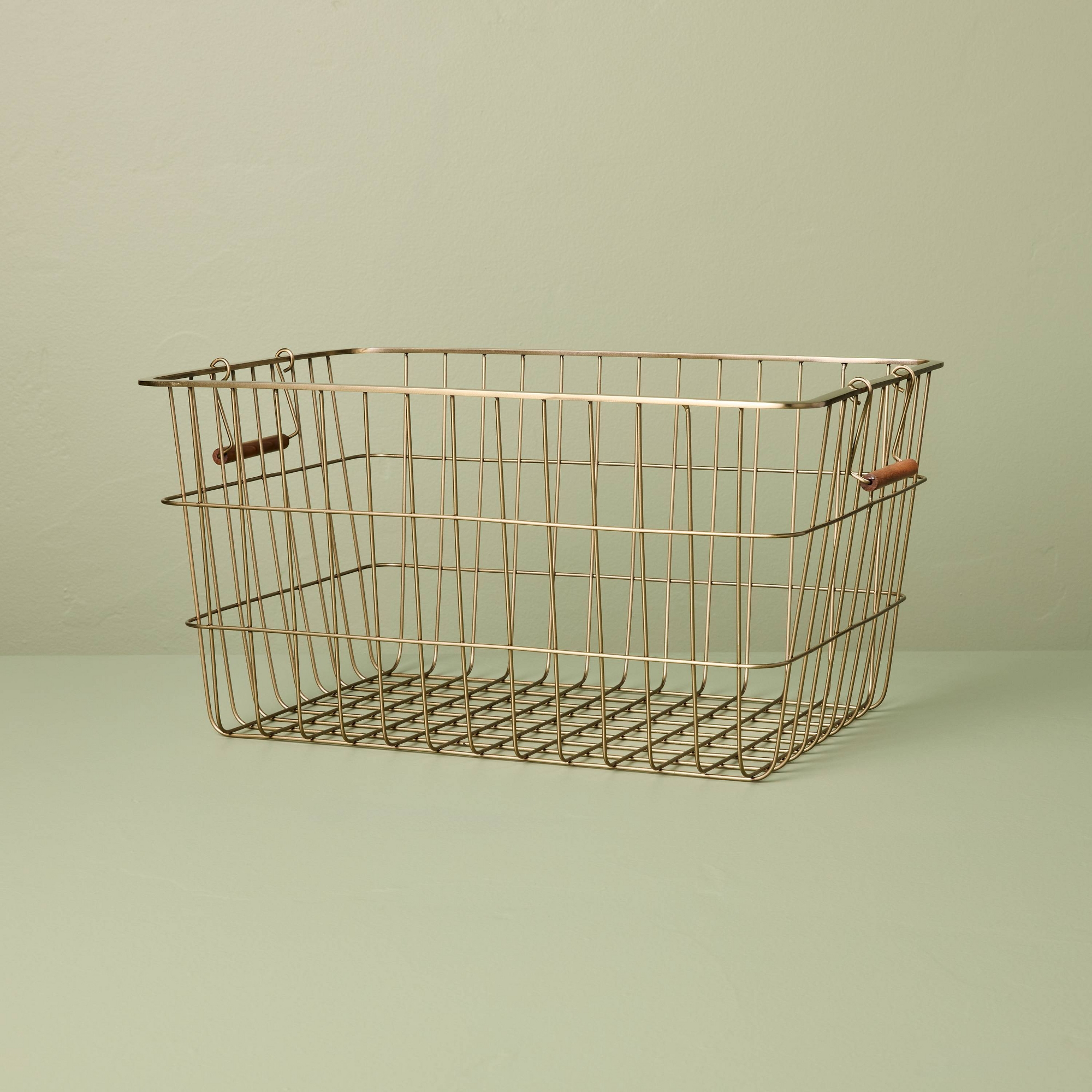 Medium Rectangular Brass Wire Storage Basket - Hearth & Hand™ with Magnolia