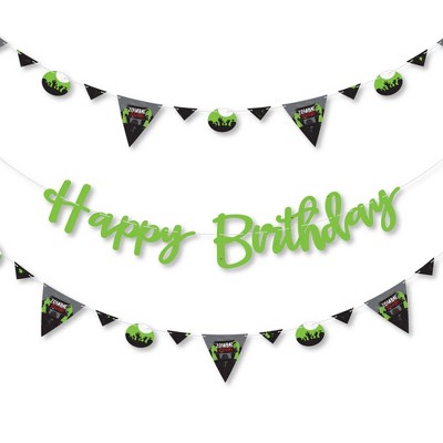 Big Dot of Happiness Zombie Zone - Birthday Zombie Crawl Party Letter Banner Decoration - 36 Banner Cutouts and Happy Birthday Banner Letters