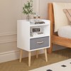 KTMBDW Nightstand With Collapsible Fabric Drawer, 2-Tier Storage End Table, Wood Side Table with Storage Cabinet or Kids, Adults - 2 of 4