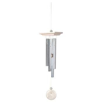 Woodstock Wind Chimes Signature Collection, Woodstock White Marble Chime, 22'' Silver Wind Chime WMCS