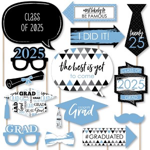 Big Dot of Happiness Light Blue 2025 Graduation Party Photo Booth Props Kit - 20 Count - 1 of 4