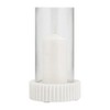 Modern Pillar Candle Holder with Glass Hurricane Cover Marble Base Elegant Tabletop Decor for Living Room Bedroom or Office - 11" White - 4 of 4