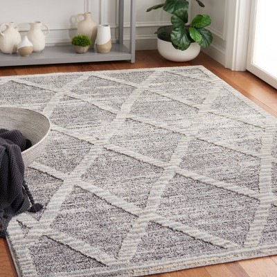 Gray Geometric 4' x 6' Tufted Shag Rug