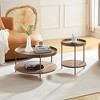 FONTOI 2-tier Round Coffee Table Set of 2, Nesting Coffee Tables, Side Tables for Living Room Bedroom Office Balcony, Brown, 27.16"*14.96"*27.16" - 2 of 4