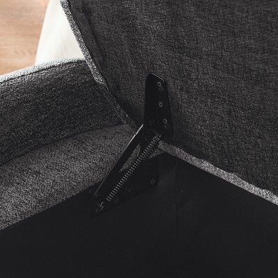 Gray Chenille Fabric Oval Storage Ottoman Bench for Living Room and Bedroom